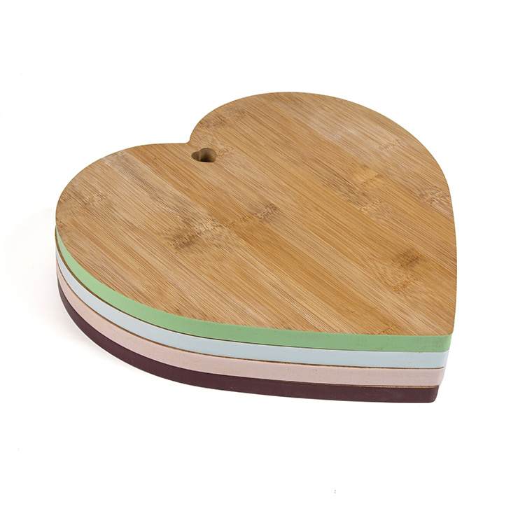 Heart Bamboo Kitchen Food Cutting Chopping Cheese Bread Food Serving Tray Plate